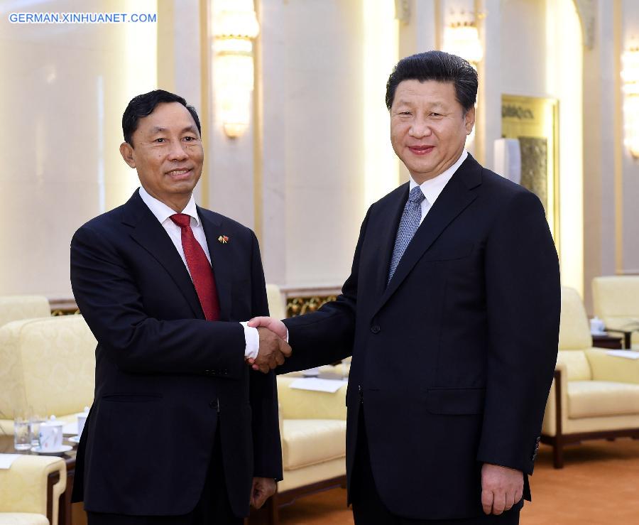 CHINA-BEIJING-XI JINPING-MYANMAR-THURA U SHWE MANN-MEETING (CN)
