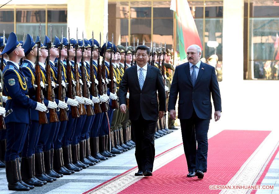 BELARUS-CHINA-XI JINPING-LUKASHENKO-WELCOME CEREMONY