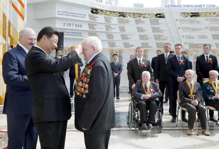 BELARUS-MINSK-XI JINPING-ALEXANDER LUKASHENKO-VETERAN-MEETING