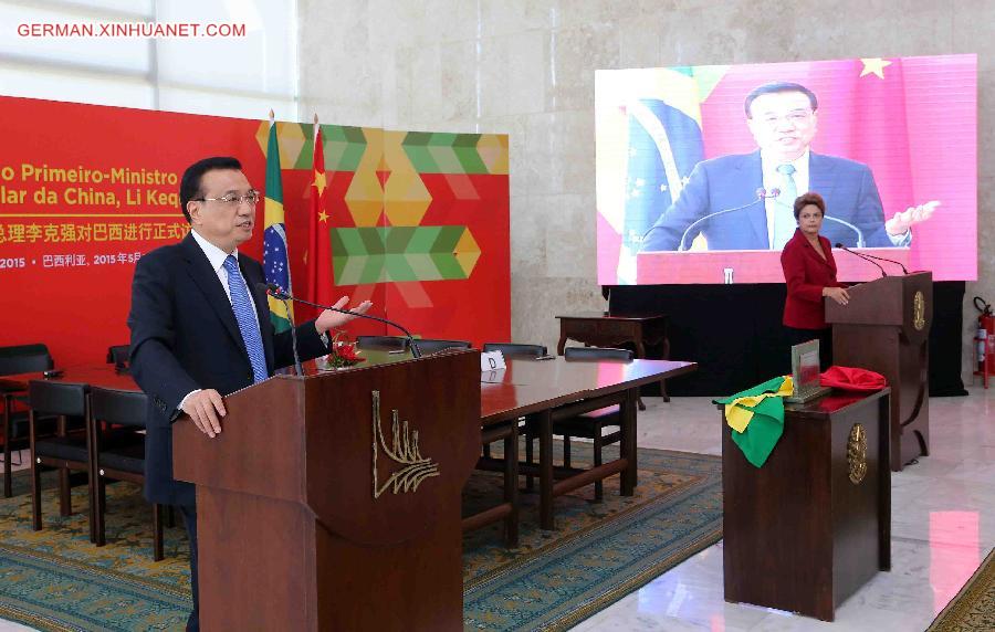 BRAZIL-BRASILIA-CHINESE PREMIER-PRESS CONFERENCE 