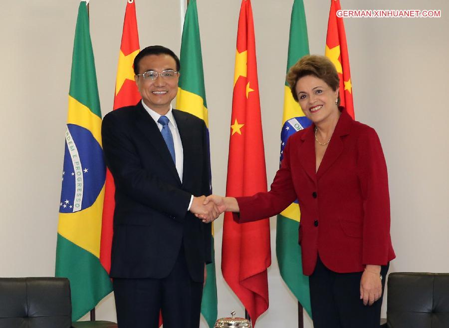 BRAZIL-BRASILIA-CHINESE PREMIER-BRAZILIAN PRESIDENT-TALKS 