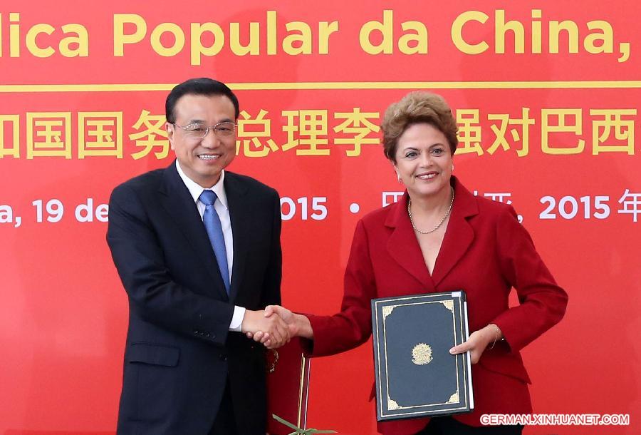 BRAZIL-BRASILIA-CHINESE PREMIER-BRAZILIAN PRESIDENT-TALKS 