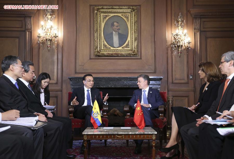 COLOMBIA-BOGOTA-CHINESE PREMIER-TALKS