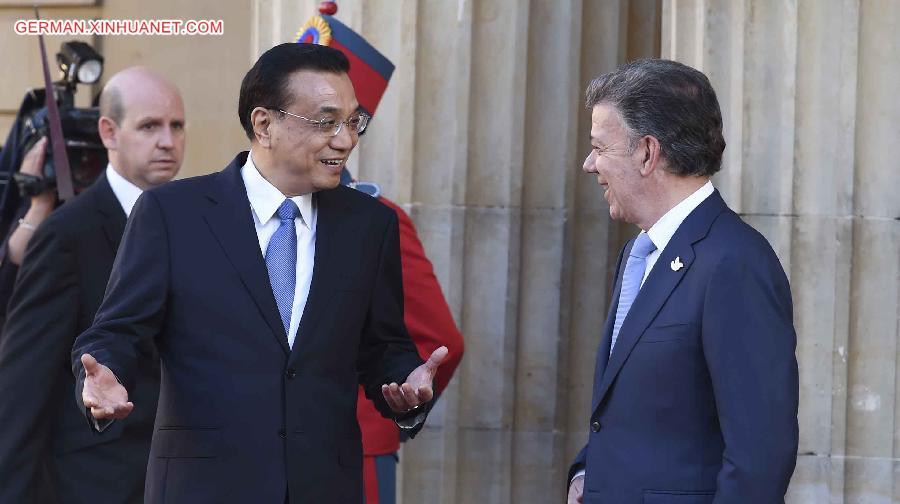 COLOMBIA-BOGOTA-CHINESE PREMIER-WELCOMING CEREMONY