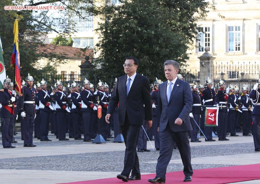 COLOMBIA-BOGOTA-CHINESE PREMIER-WELCOMING CEREMONY