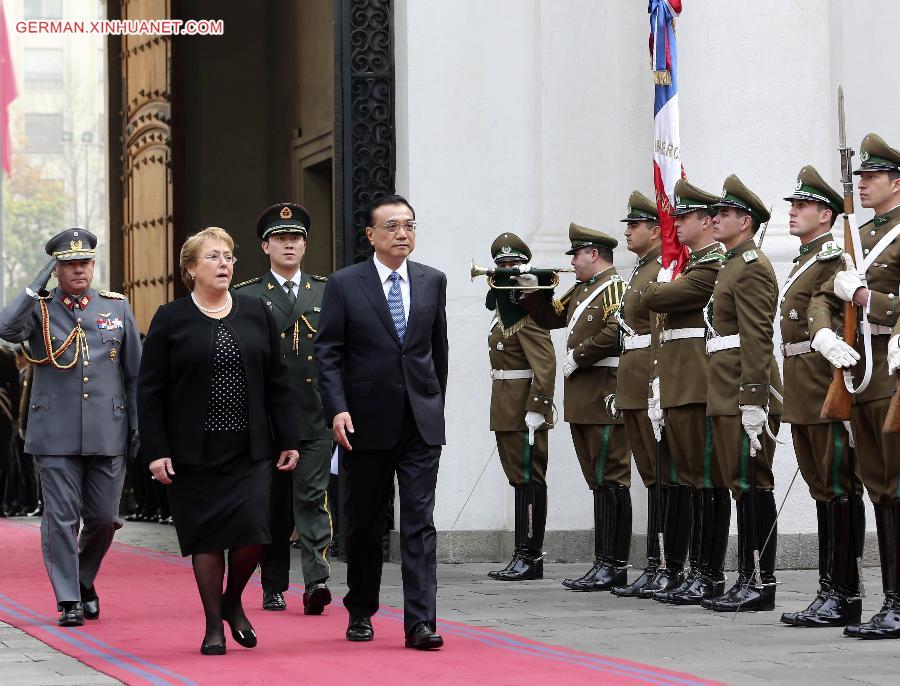 CHILE-CHINA-LI KEQIANG-VISIT-WELCOMING CEREMONY