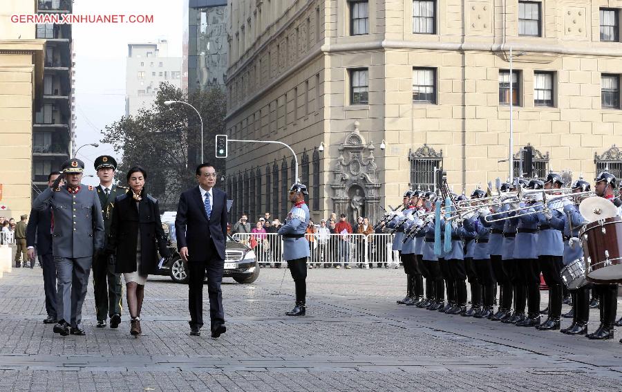 CHILE-CHINA-LI KEQIANG-VISIT-WELCOMING CEREMONY