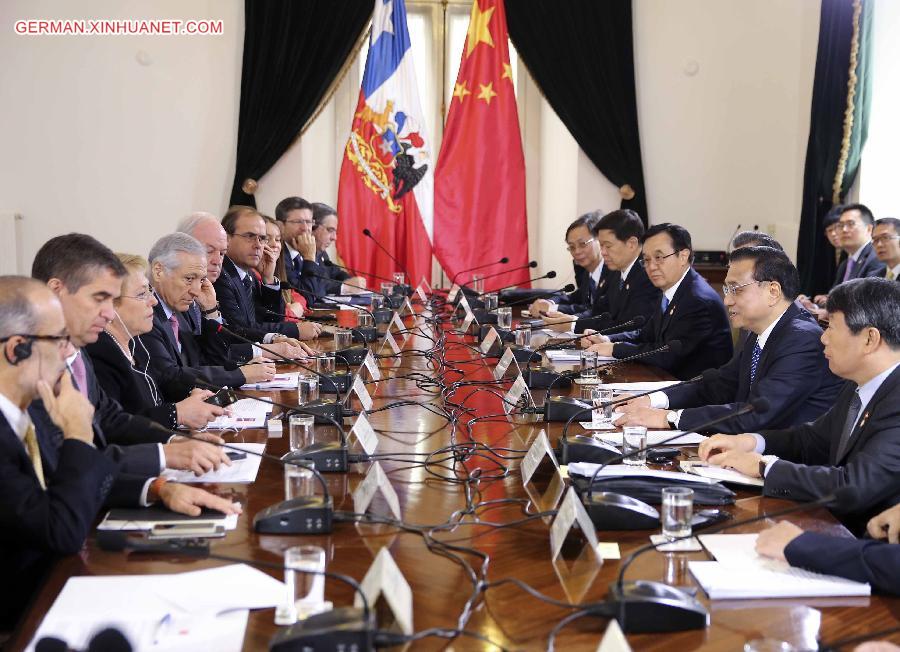 CHILE-CHINA-LI KEQIANG-VISIT-TALKS