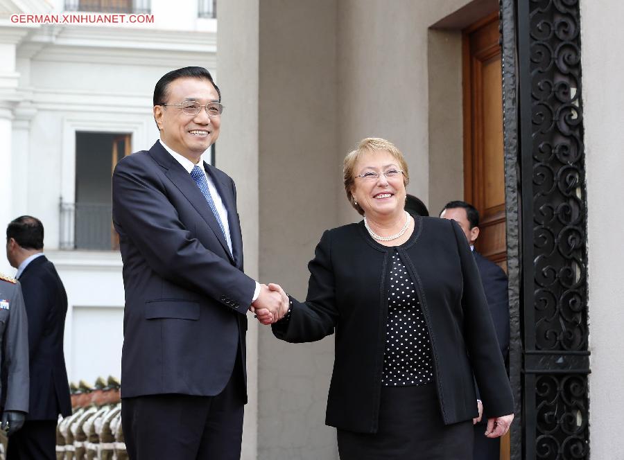 CHILE-CHINA-LI KEQIANG-VISIT-TALKS