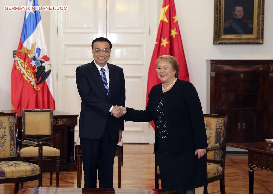 CHILE-CHINA-LI KEQIANG-VISIT-TALKS