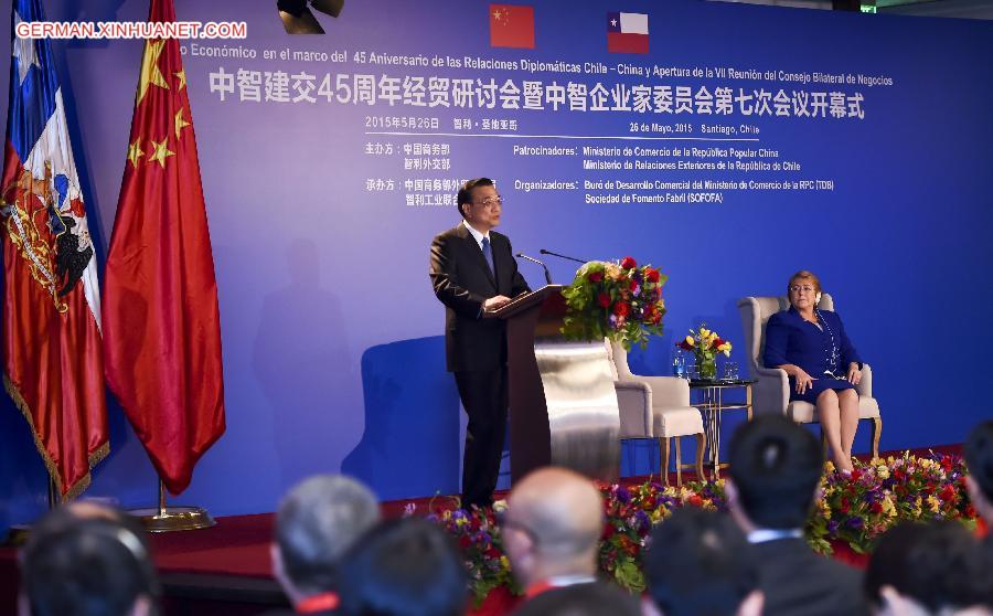 CHINA-CHILE-SEMINAR-LI KEQIANG-BACHELET (CN)