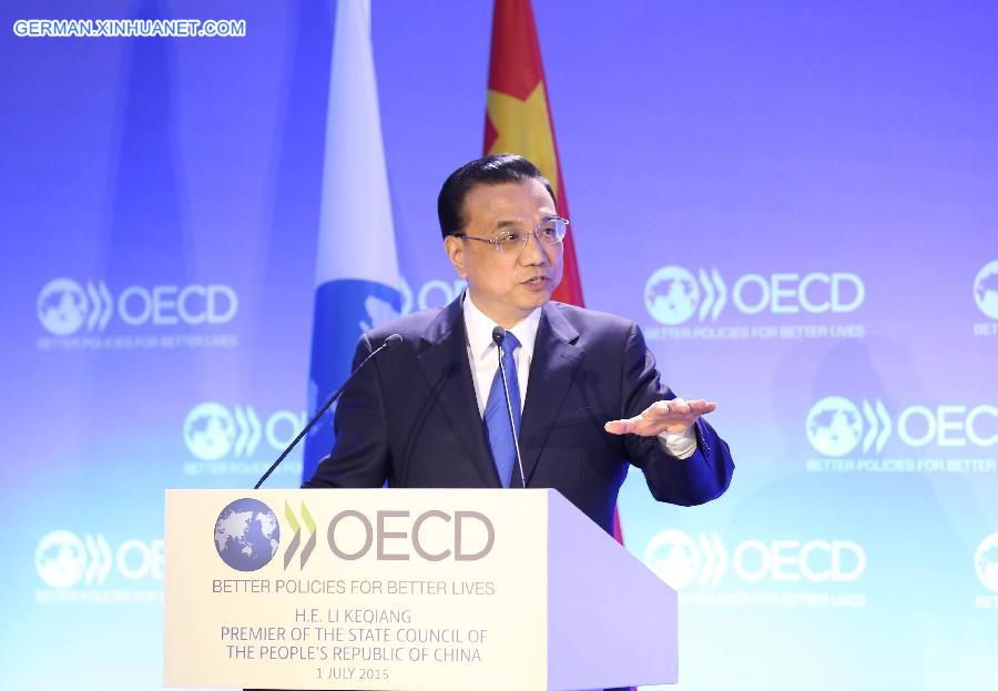FRANCE-OECD-CHINESE PREMIER-SPEECH