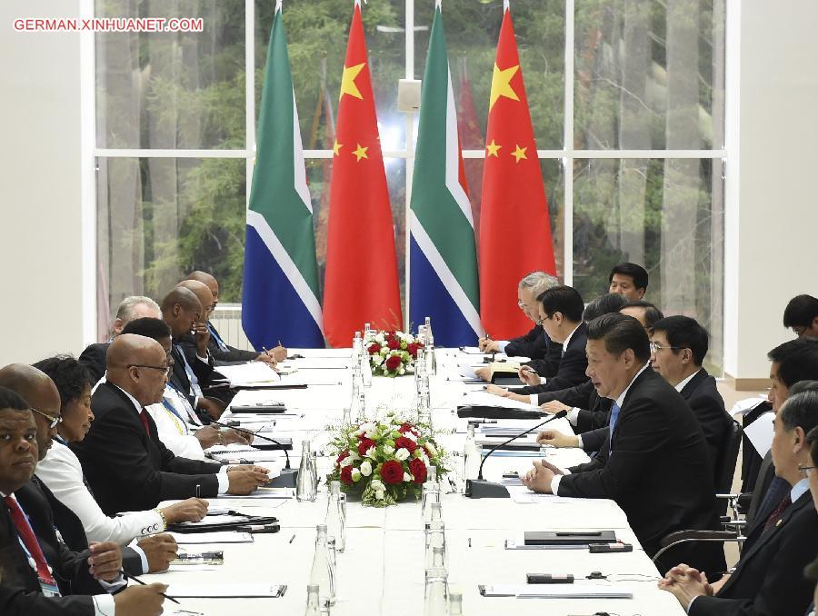 RUSSIA-UFA-CHINA-XI JINPING-JACOB ZUMA-MEETING 