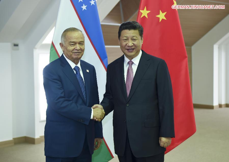 RUSSIA-UFA-CHINA-XI JINPING-UZBEKISTAN-ISLAM KARIMOV-MEETING