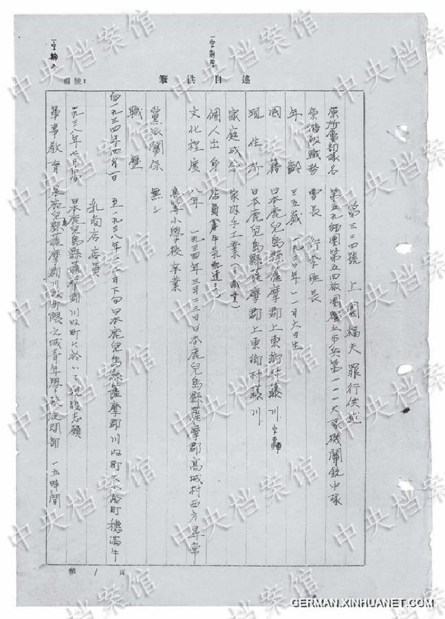 CHINA-WWII-JAPANESE WAR CRIMINALS-WRITTEN CONFESSION-RELEASE (CN) 