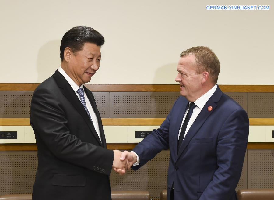 US-NEW YORK-CHINA-XI JINPING-DANISH PM-MEETING