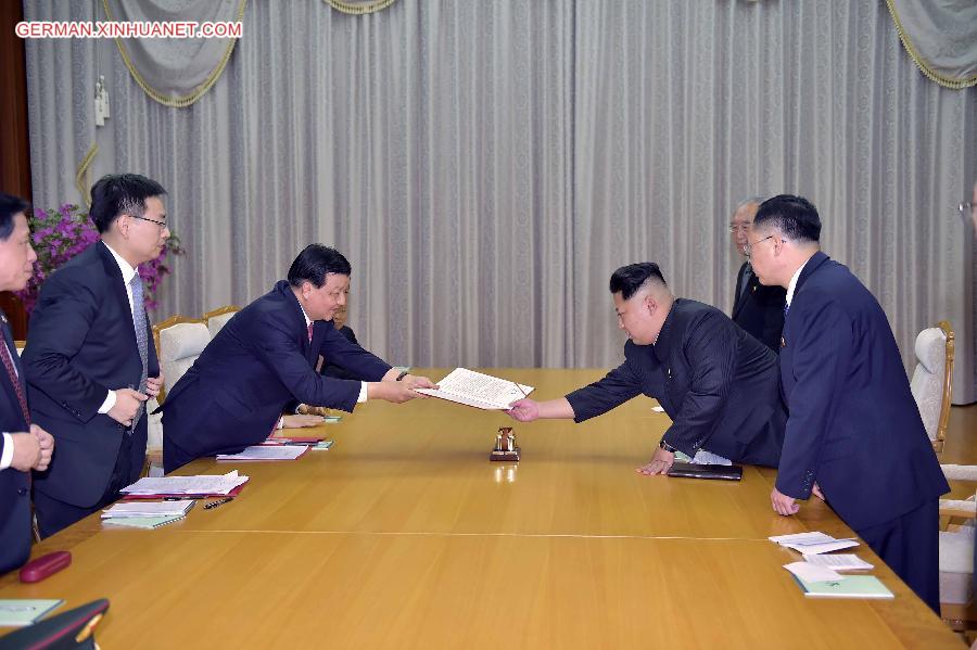 (FOCUS)DPRK-PYONGYANG-CHINA-LIU YUNSHAN-KIM JONG UN-MEETING