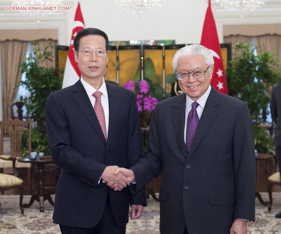 SINGAPORE-CHINA-ZHANG GAOLI-SINGAPOREAN PRESIDENT-MEETING 