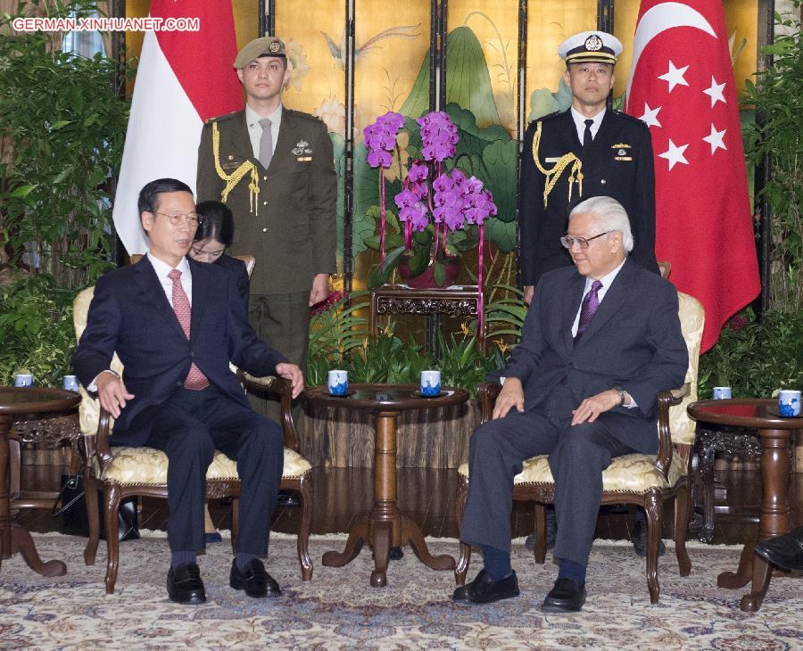 SINGAPORE-CHINA-ZHANG GAOLI-SINGAPOREAN PRESIDENT-MEETING 