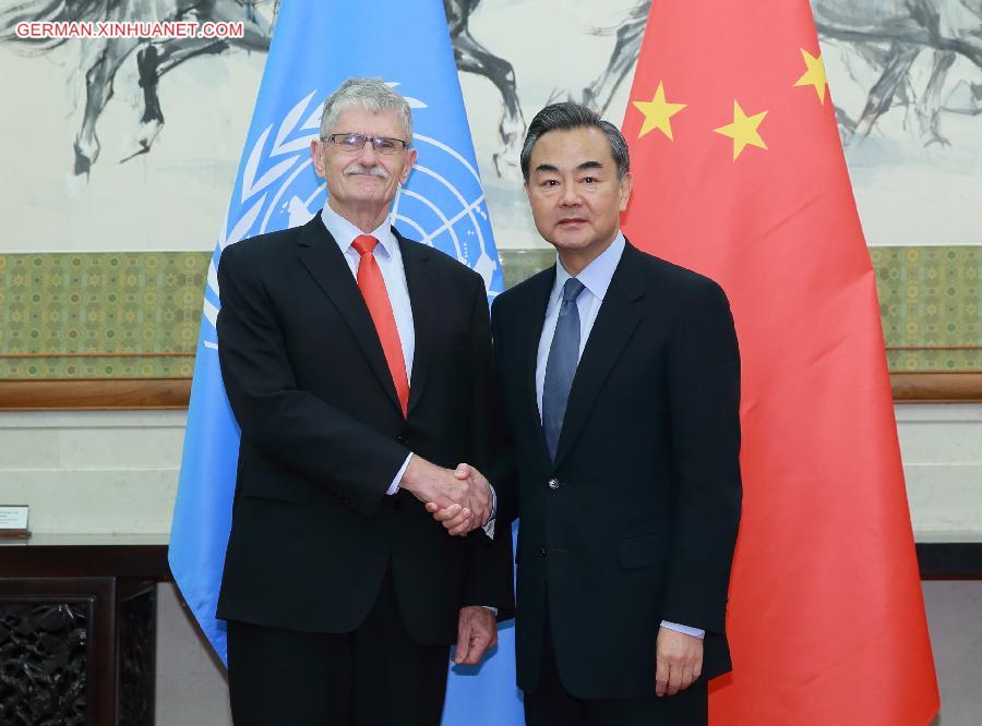 CHINA-BEIJING-WANG YI-UN-MOGENS LYKKETOFT-TALKS(CN)