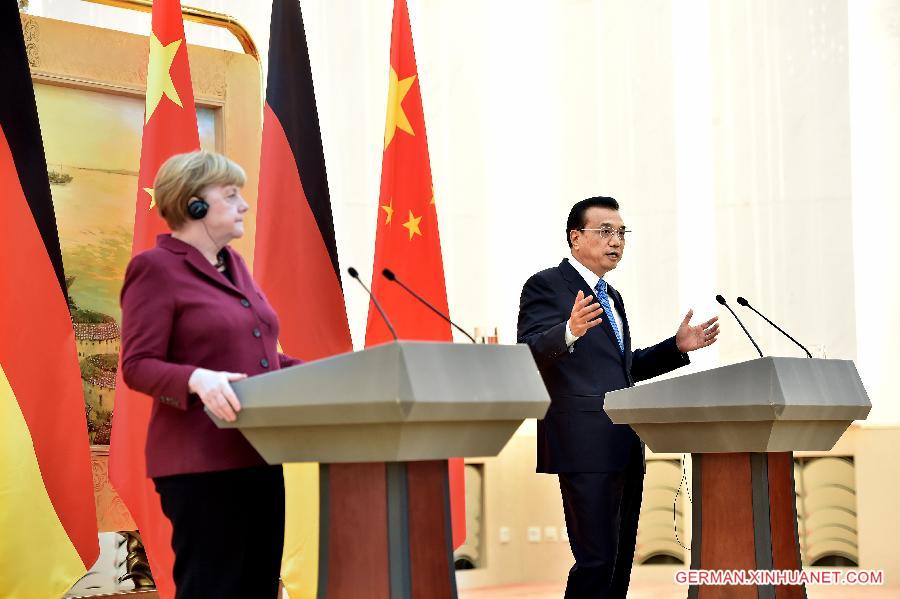 CHINA-GERMANY-LI KEQIANG-MERKEL-PRESS MEETING (CN)
