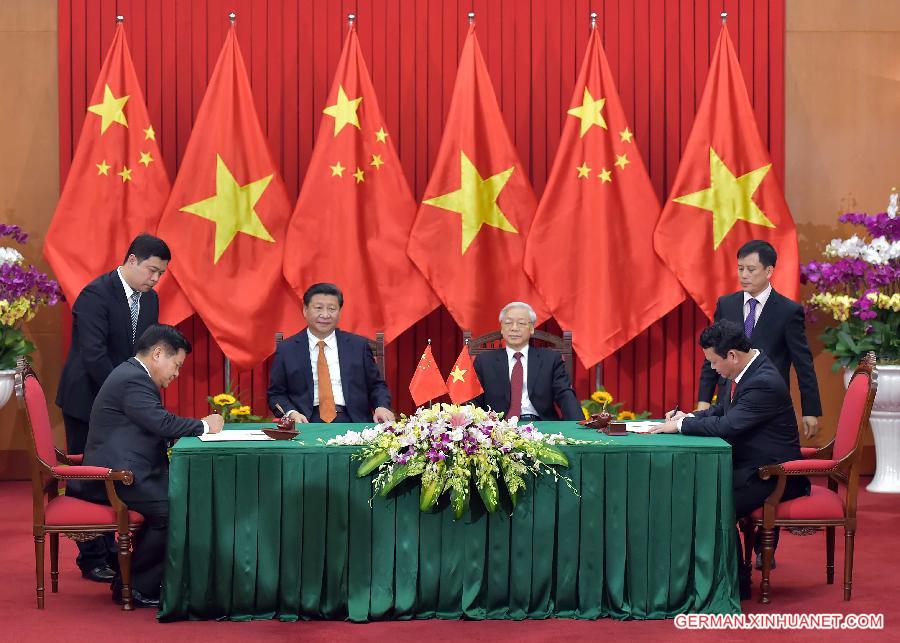 VIETNAM-HANOI-CHINA-XI JINPING-NGUYEN PHU TRONG-SIGNING CEREMONY