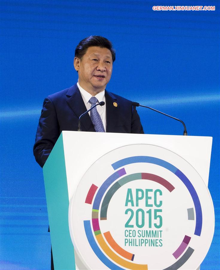 (CORRECTION)PHILIPPINES-APEC CEO SUMMIT-CHINESE PRESIDENT-SPEECH