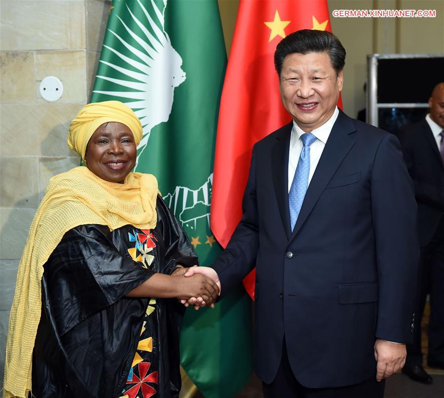 SOUTH AFRICA-CHINA-AUC-XI JINPING-DLAMINI-ZUMA-MEETING 