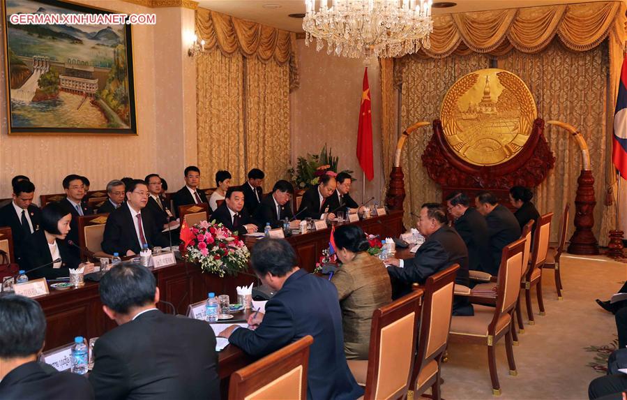 LAOS-VIENTIANE-CHINA-ZHANG DEJIANG-VP-MEETING