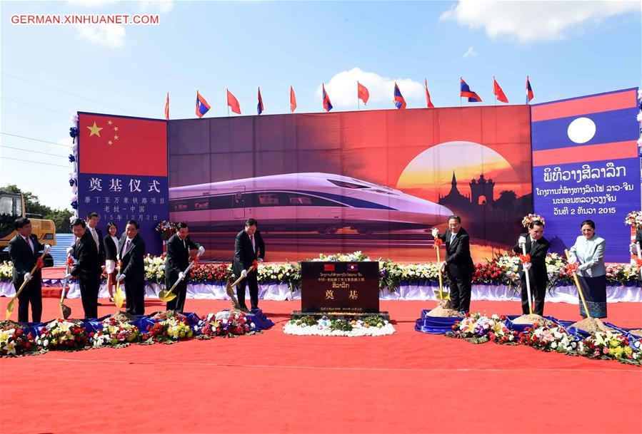 LAOS-VIENTIANE-CHINA-ZHANG DEJIANG-RAILWAY-CEREMONY