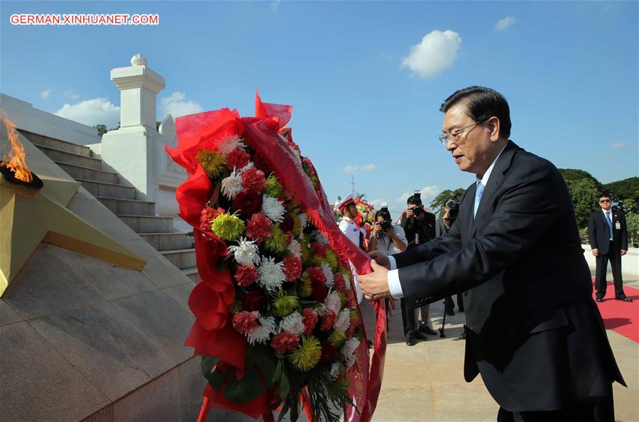 LAOS-VIENTIANE-CHINA-ZHANG DEJIANG-VISIT