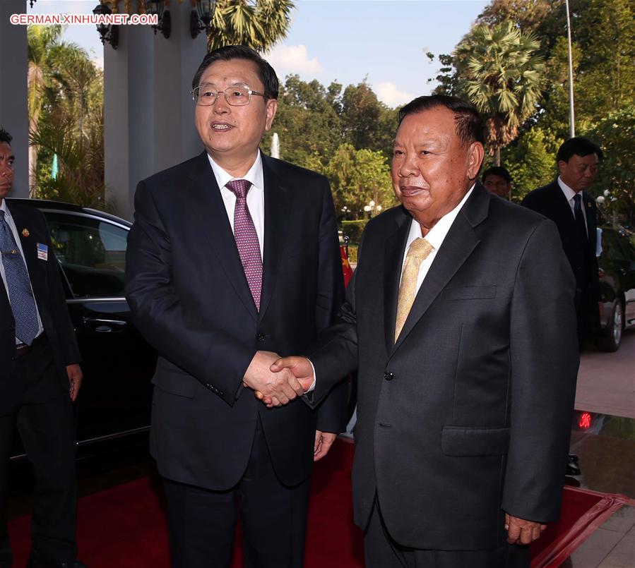 LAOS-VIENTIANE-CHINA-ZHANG DEJIANG-VP-MEETING