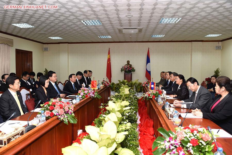 LAOS-VIENTIANE-CHINA-ZHANG DEJIANG-NATIONAL ASSEMBLY PRESIDENT-MEETING