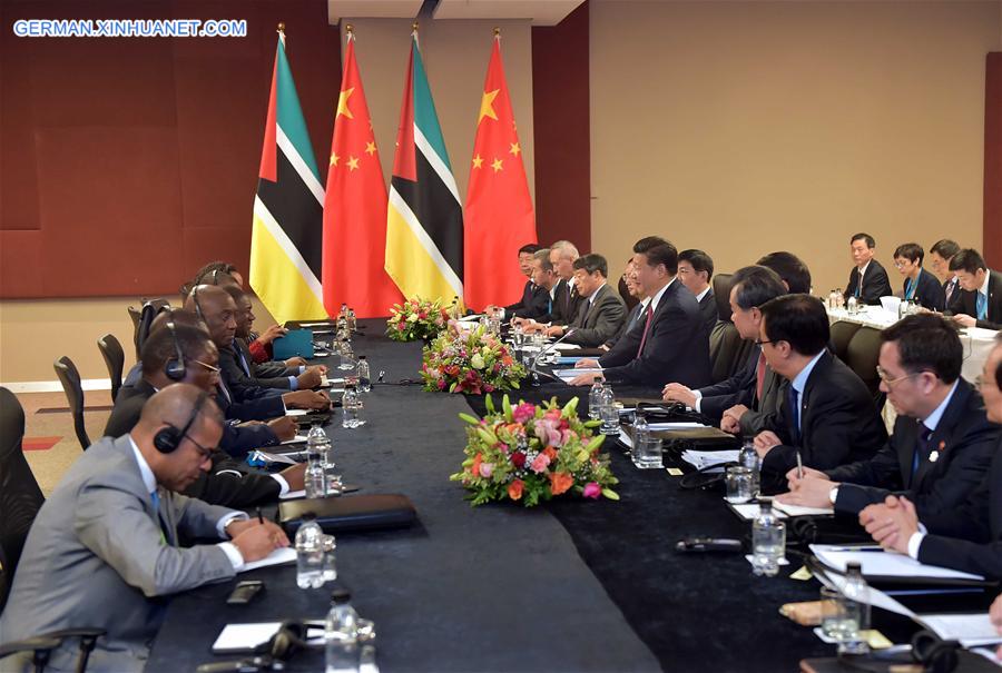 SOUTH AFRICA-CHINA-XI JINPING-MOZAMBICAN PRESIDENT-MEETING