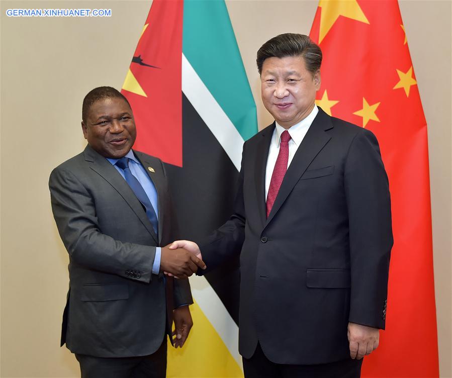 SOUTH AFRICA-CHINA-XI JINPING-MOZAMBICAN PRESIDENT-MEETING