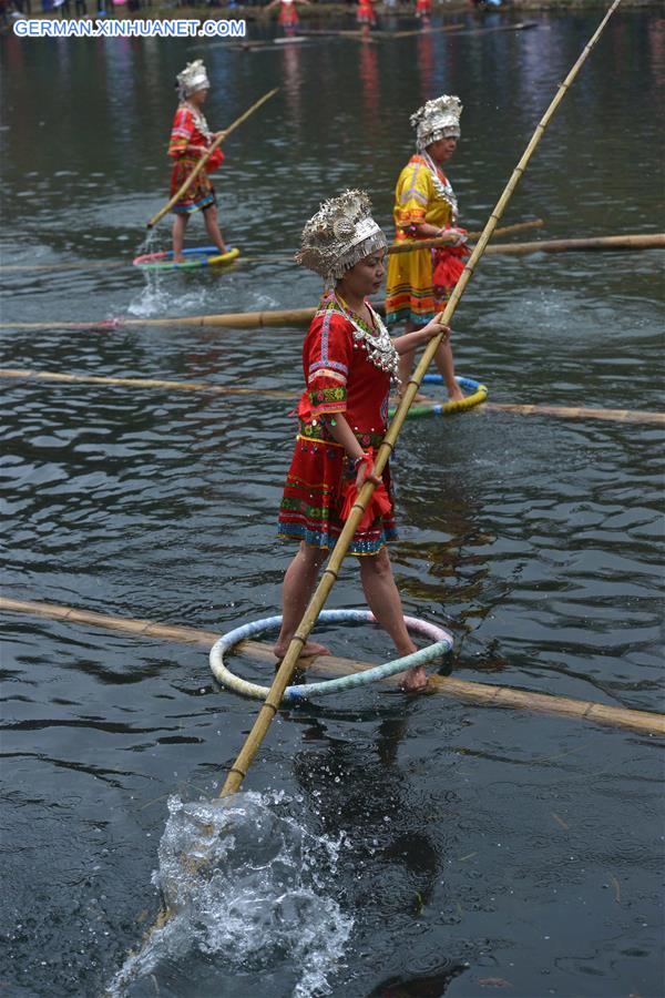 CHINA-GUIZHOU-BAMBOO DRIFTING-NEW YEAR CELEBRATION (CN)