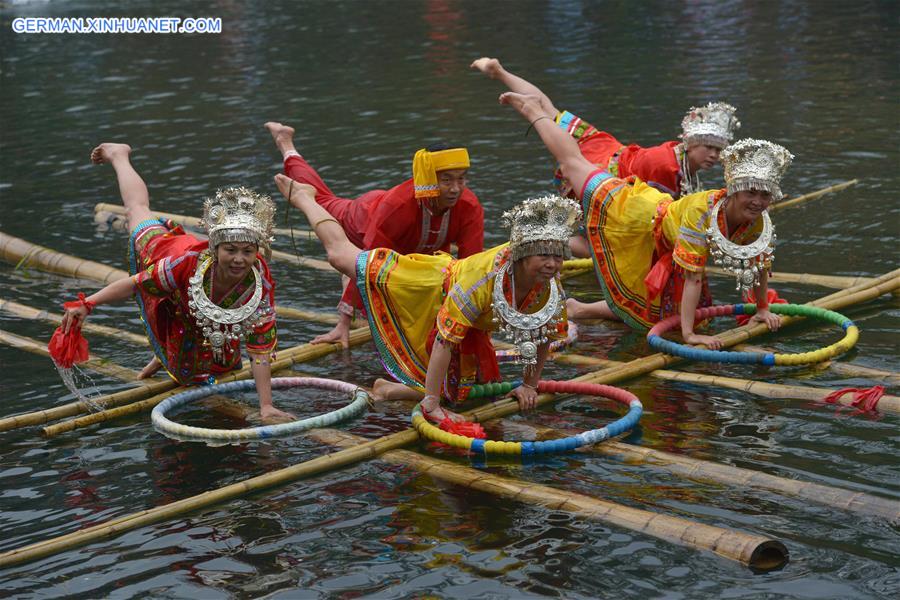 CHINA-GUIZHOU-BAMBOO DRIFTING-NEW YEAR CELEBRATION (CN)