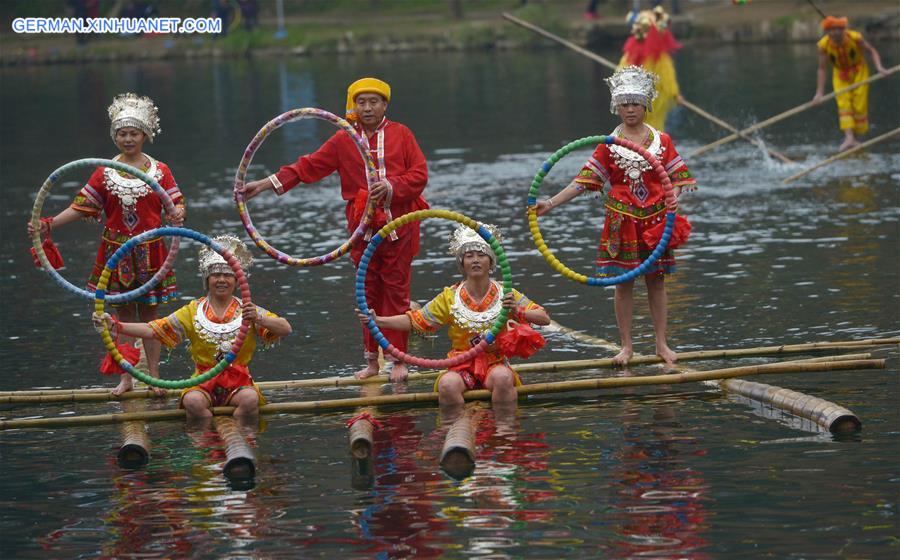 CHINA-GUIZHOU-BAMBOO DRIFTING-NEW YEAR CELEBRATION (CN)