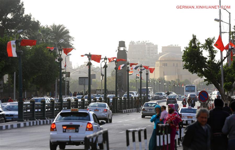 EGYPT-CAIRO-CHINA-NATIONAL FLAGS