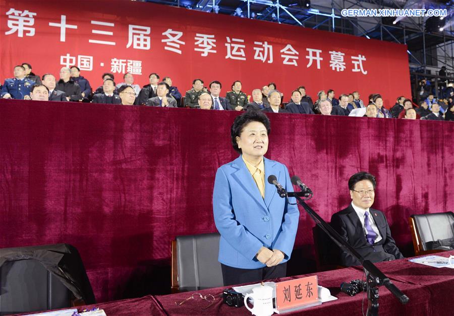 CHINA-XINJIANG-URUMQI-CHINESE NATIONAL WINTER GAMES-OPENING CEREMONY-LIU YANDONG(CN)