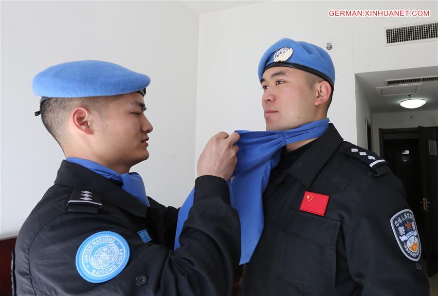 (CORRECTION) CHINA-LANGFANG-LIBERIA-PEACEKEEPERS-DEPARTURE (CN)