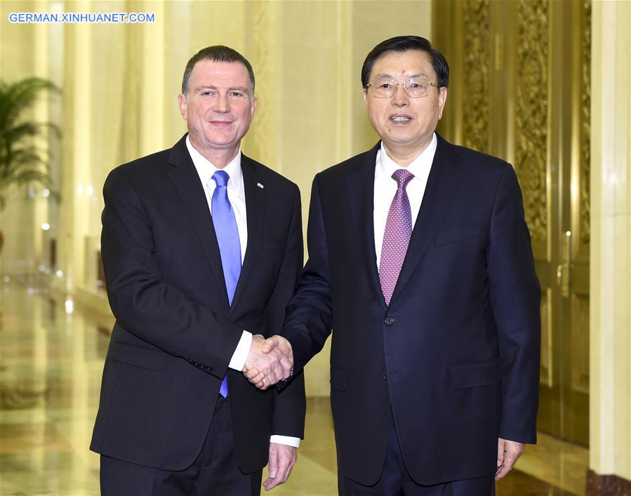 CHINA-BEIJING-ZHANG DEJIANG-ISRAELI PARLIAMENT SPEAKER-TALKS (CN)