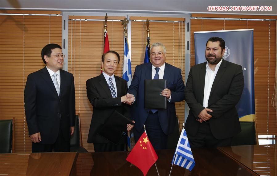 GREECE-ATHENS-XINHUA-EDITOR-IN-CHIEF-HE PING-NEWS COOPERATION-AGREEMENT
