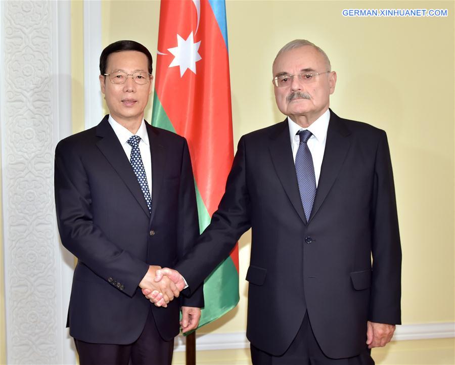 AZERBAIJAN-BAKU-ZHANG GAOLI-RASIZADE-MEETING (CN)