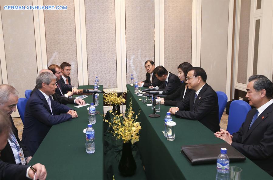 MONGOLIA-ULAN BATOR-CHINA-LI KEQIANG-ROMANIAN PM-MEETING 