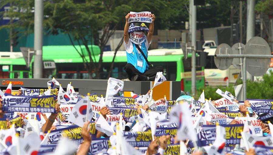 （国际）（3）韩国民众举行集会反对部署“萨德”系统