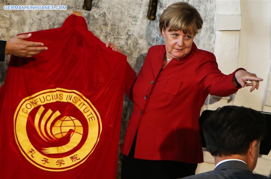 GERMANY-STRALSUND-CONFUCIUS INSTITUTE-ANGELA MERKEL 