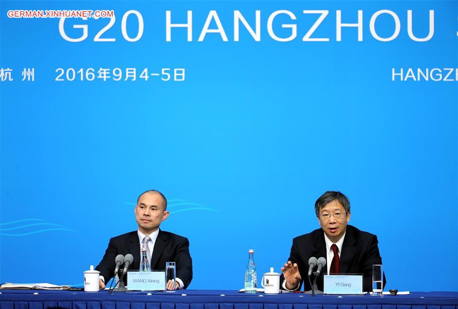 (G20 SUMMIT)CHINA-HANGZHOU-CENTRAL BANK-YI GANG-PRESS CONFERENCE (CN)