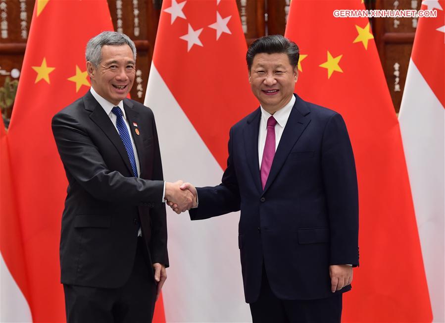 (G20 SUMMIT)CHINA-HANGZHOU-XI JINPING-SINGAPORE-LEE HSIEN LOONG-MEETING (CN)
