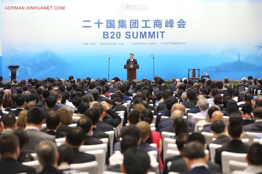 (G20 SUMMIT)CHINA-HANGZHOU-B20-XI JINPING-SPEECH (CN)